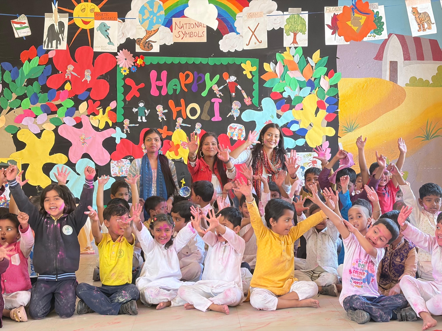 Students celebrating Holi