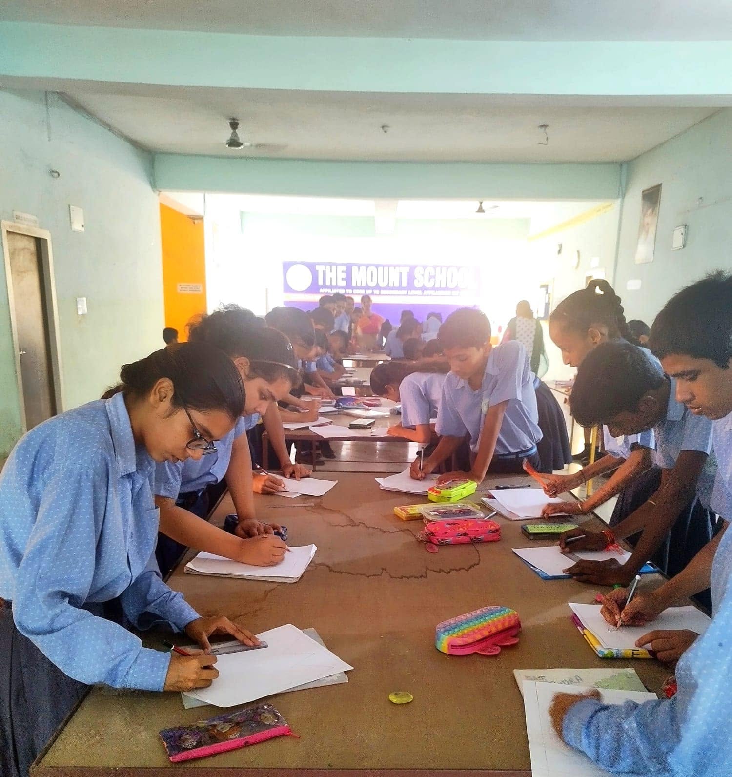 Students working together in class